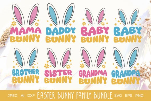 Easter Family Bunny Bundle Retro SVG